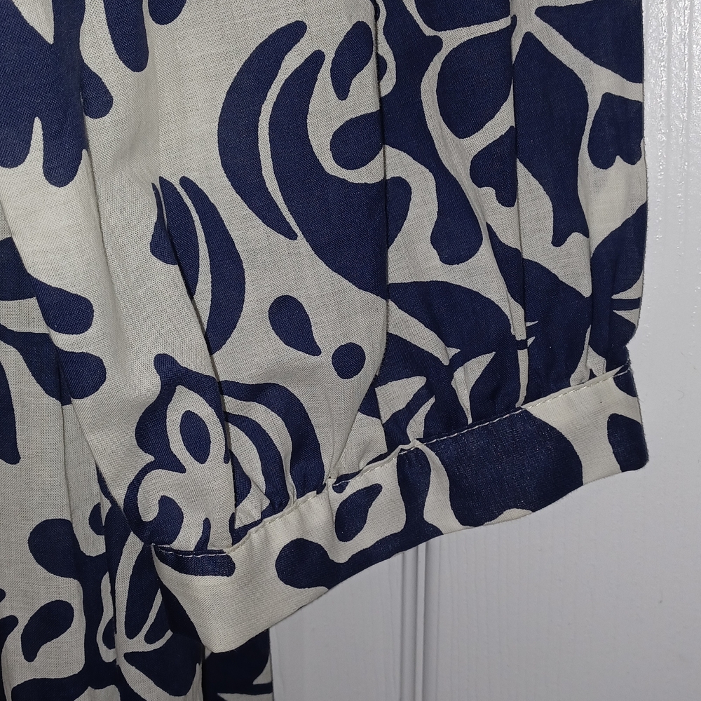 ZARA Blue White Print Midi Shirt Dress 100% Cotton Size XXL Button Down Front - Picture 5 of 5